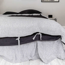 Load image into Gallery viewer, Everything Bed Linen Set Ink + Shadow Stripe