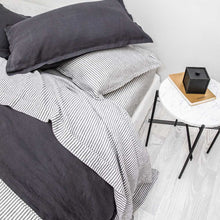 Load image into Gallery viewer, Everything Bed Linen Set Ink + Shadow Stripe