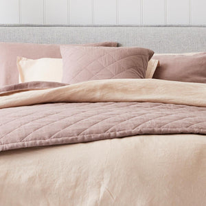 Diamond Quilted Linen Pillow Rosé