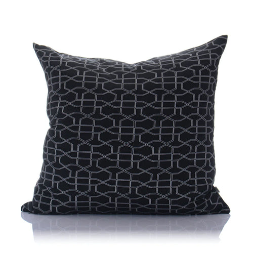 Black Trellis Linen Throw Cushion
